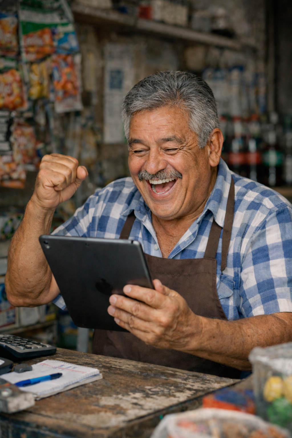 Cliente usando tablet